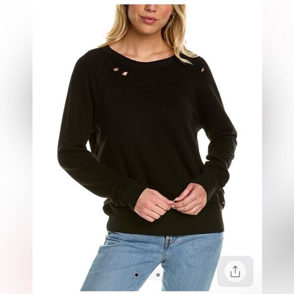 N:PHILANTHROPY Belize Black Distressed Sweatshirt NWT - Picture 1 of 12